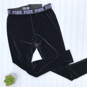 •VS PINK• black velour flat legging